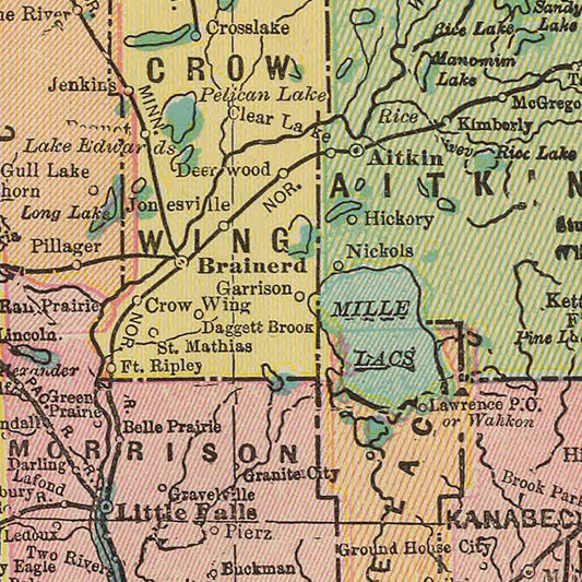 Vintage Map of Minnesota, 1909