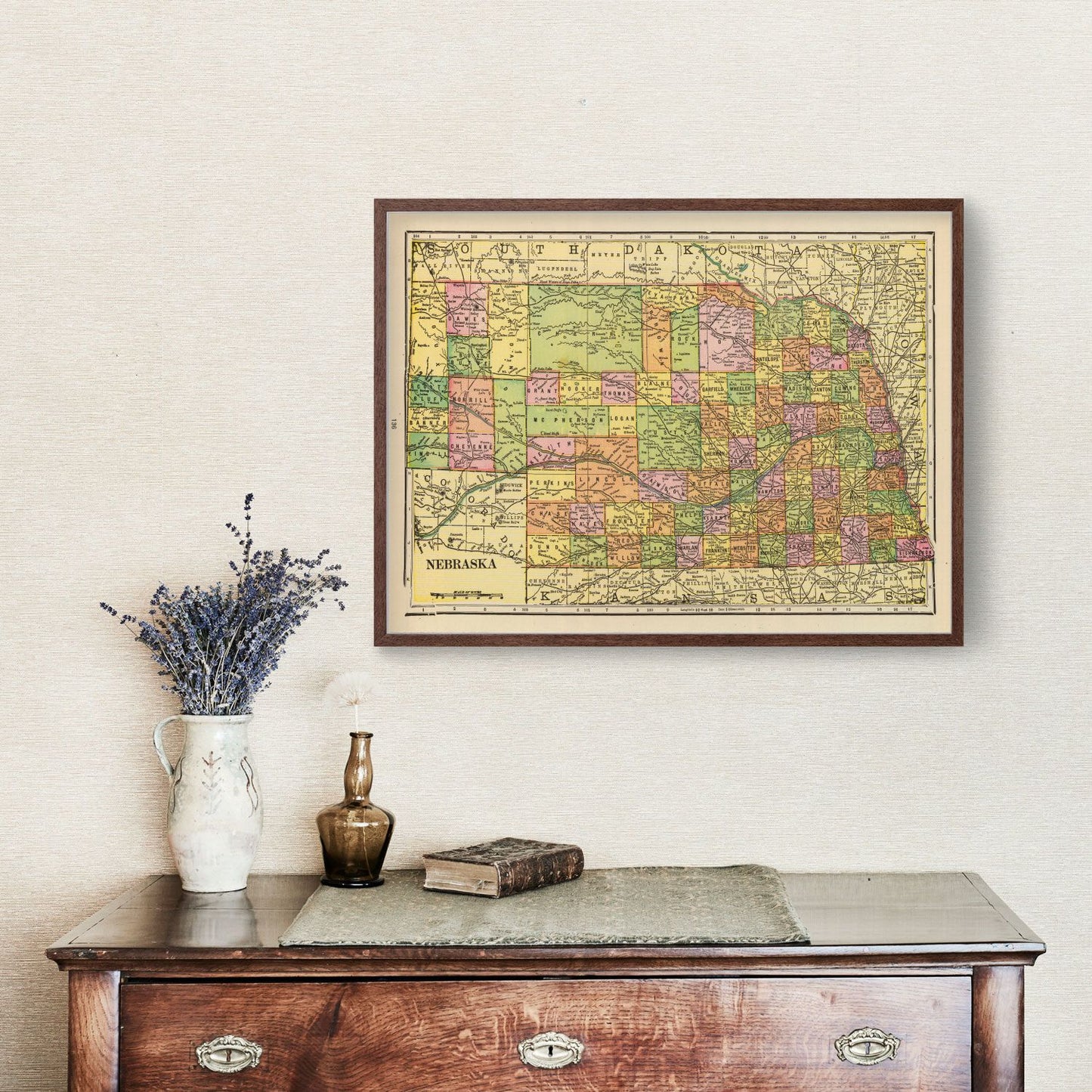 Vintage Map of Nebraska, 1909
