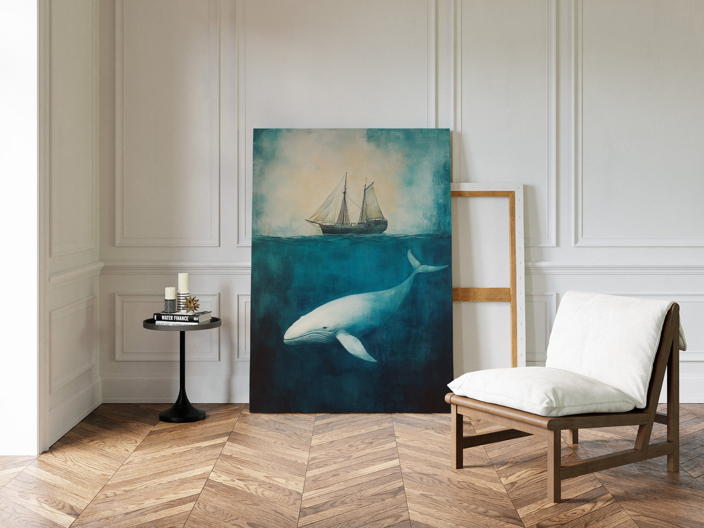 Deep Blue Silence and the Whale - Nautical Seascape Art
