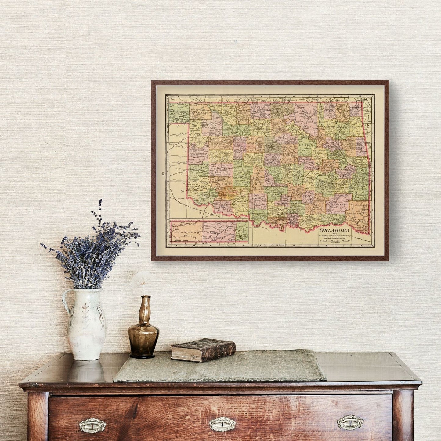 Vintage Map of Oklahoma, 1909