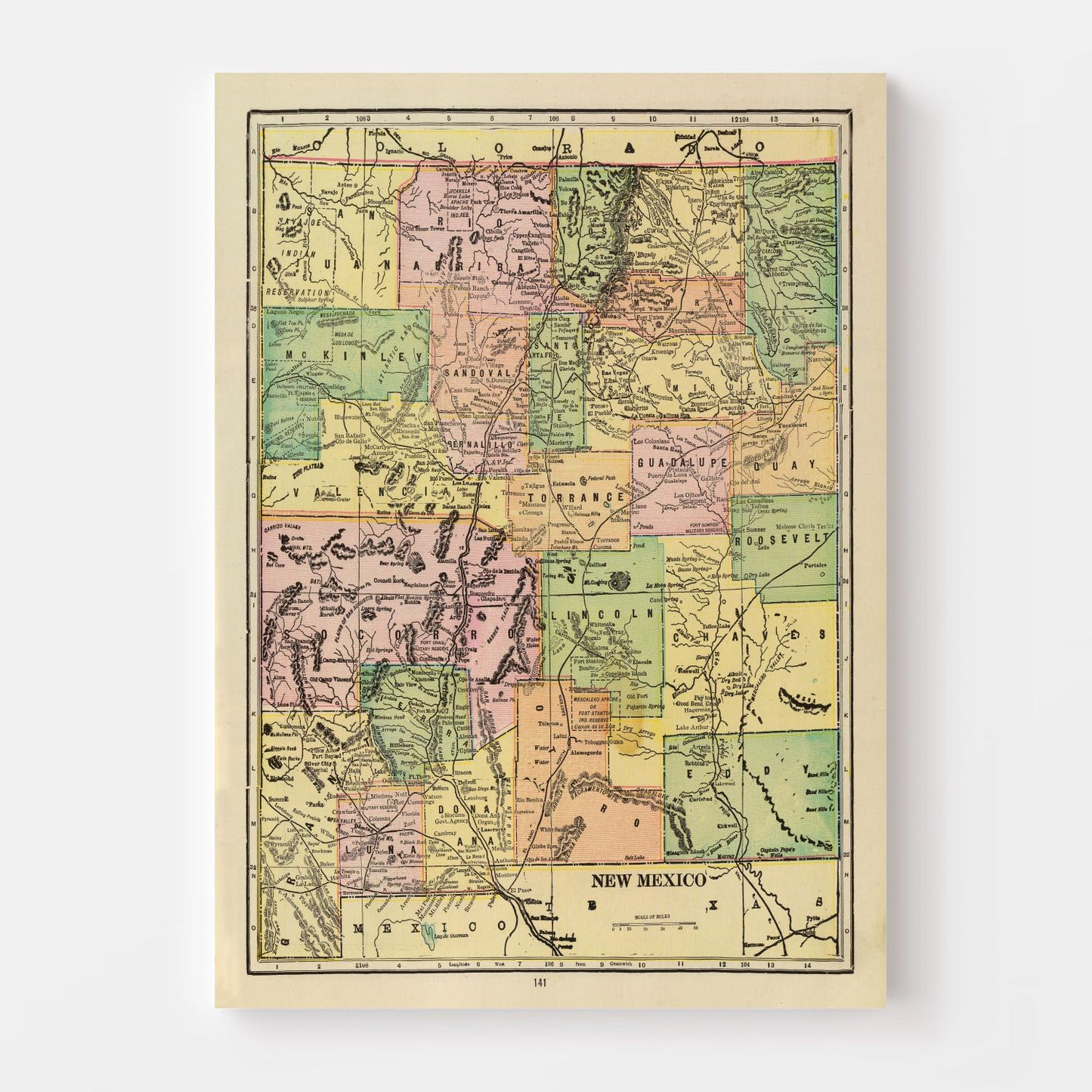 Vintage Map of New Mexico, 1909