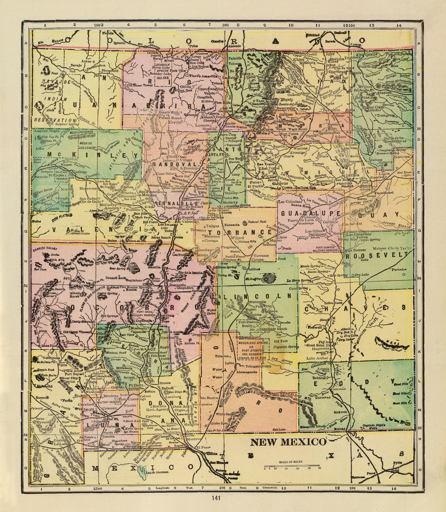 Vintage Map of New Mexico, 1909