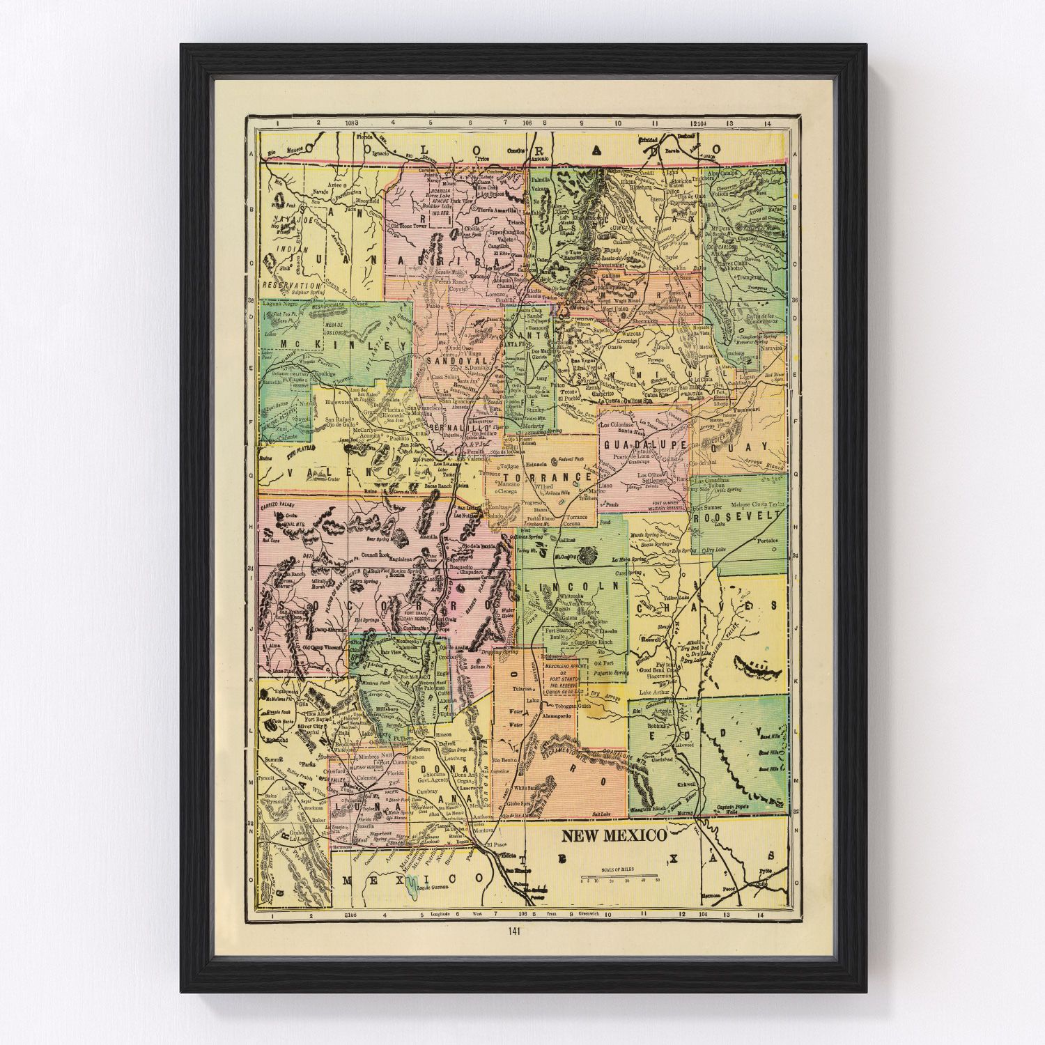 Vintage map of New Mexico, 1909