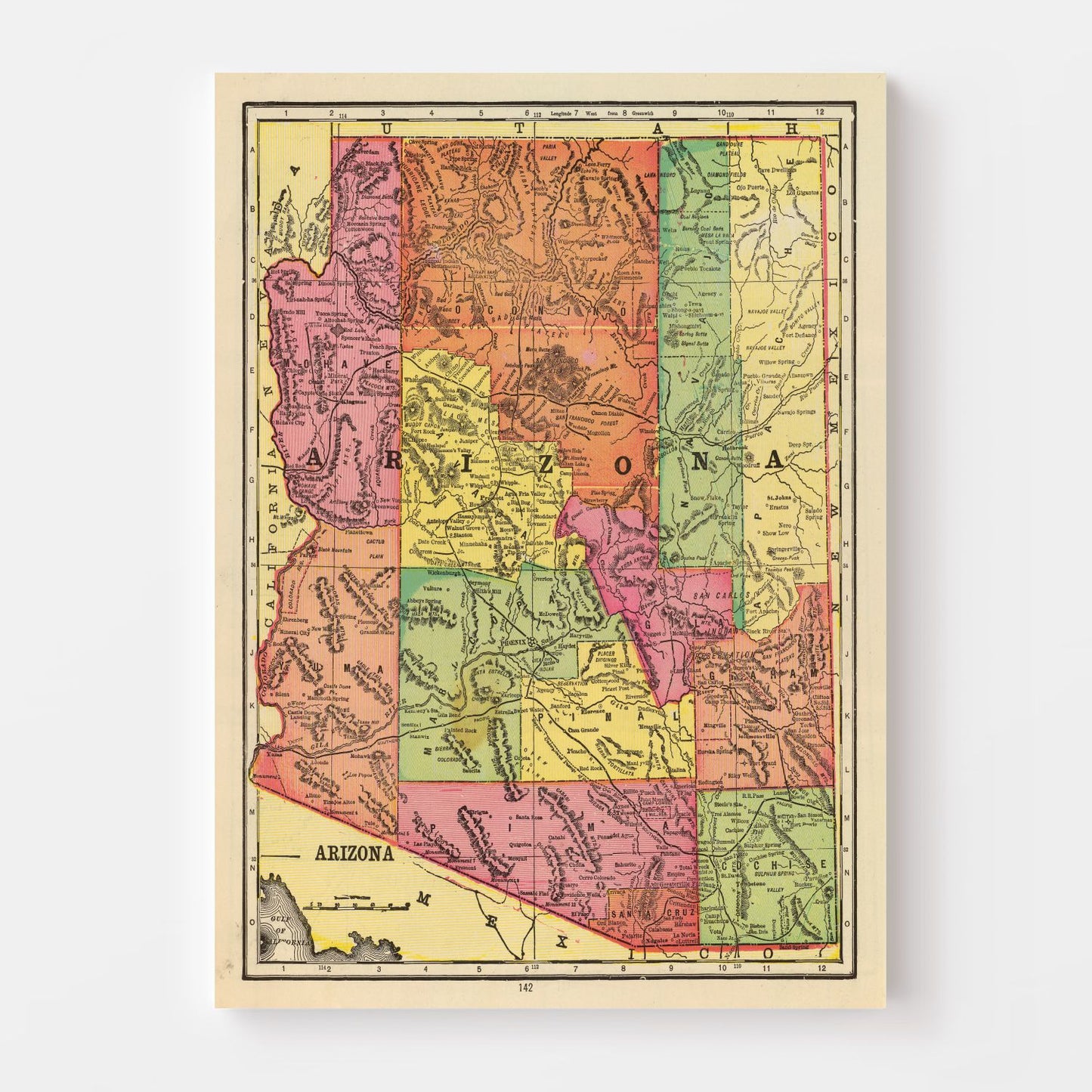 Vintage Map of Arizona, 1909 (Rand McNally Edition)
