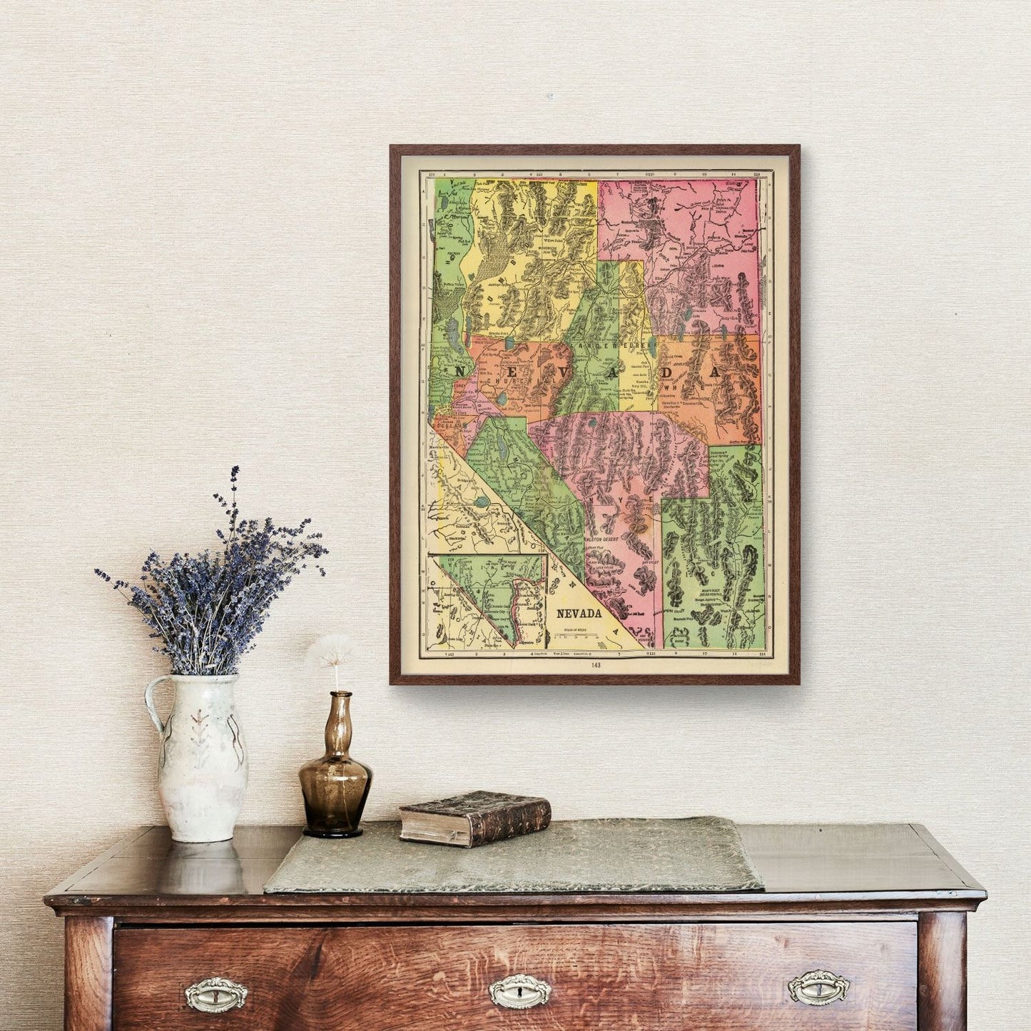 Vintage Map of Nevada, 1909