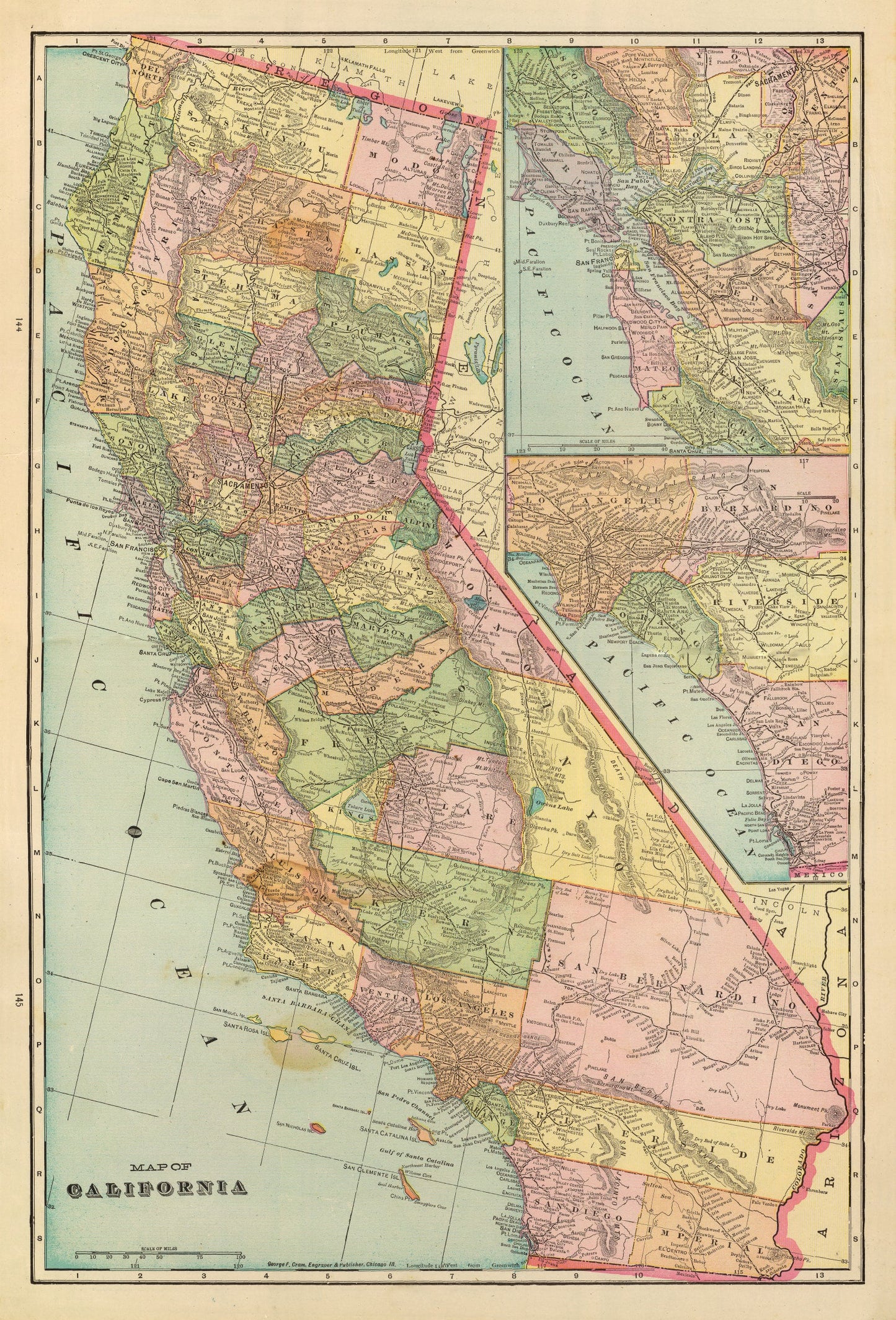 Vintage Map of California, 1909