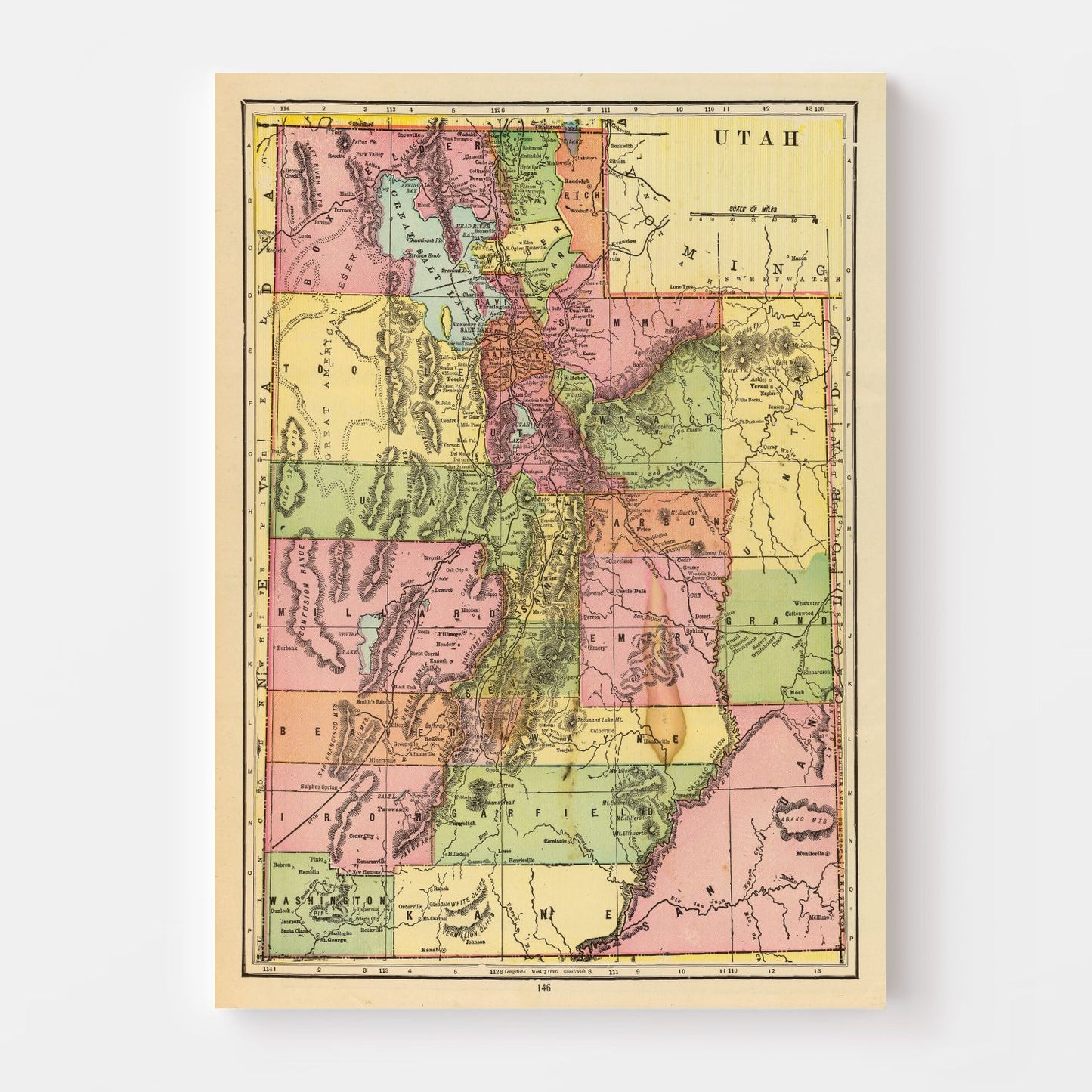 Vintage Map of Utah, 1909