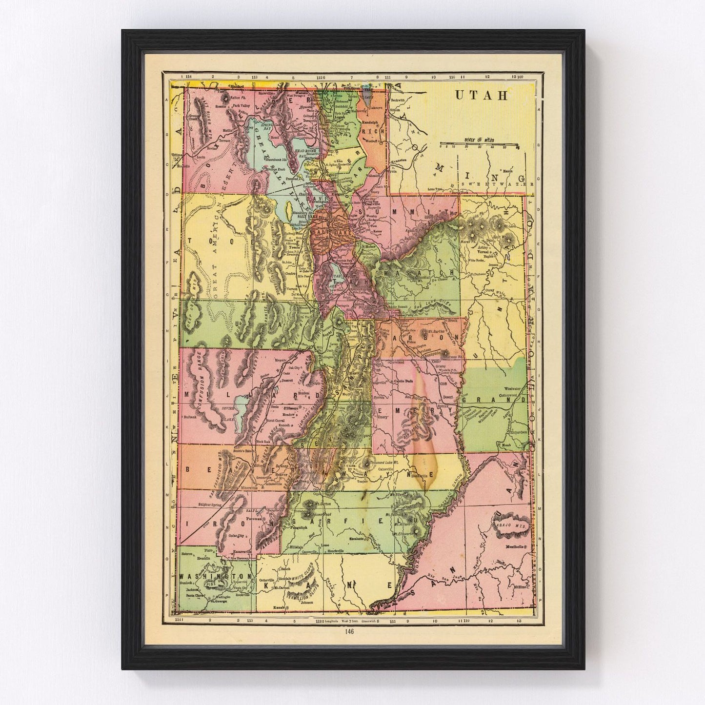 Vintage map of Utah, 1909