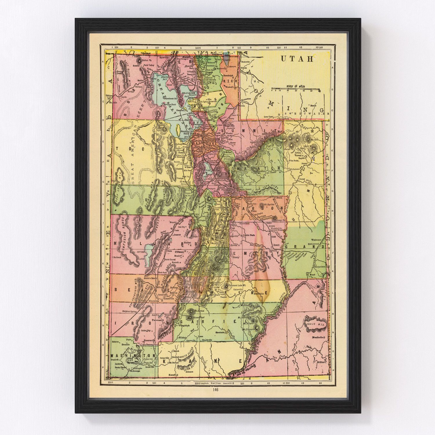 Vintage map of Utah, 1909