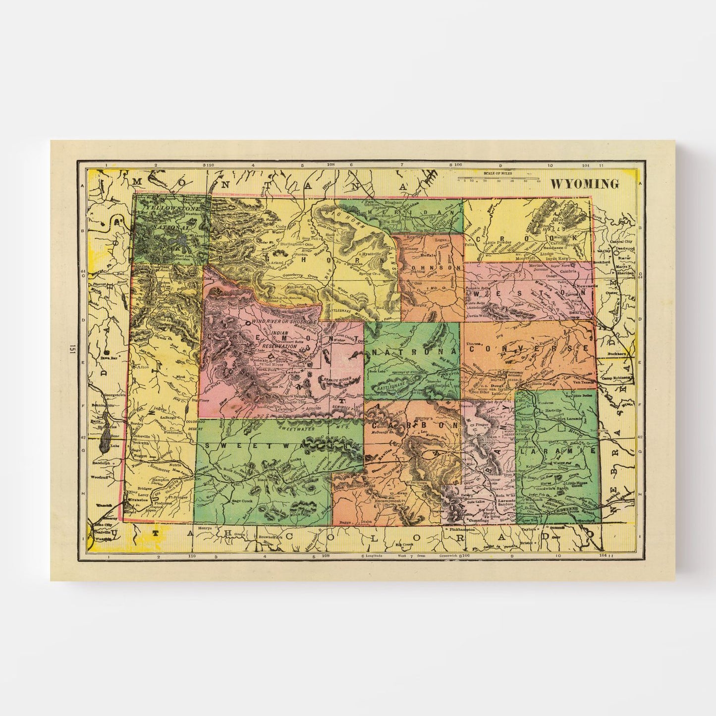 Vintage Map of Wyoming, 1909