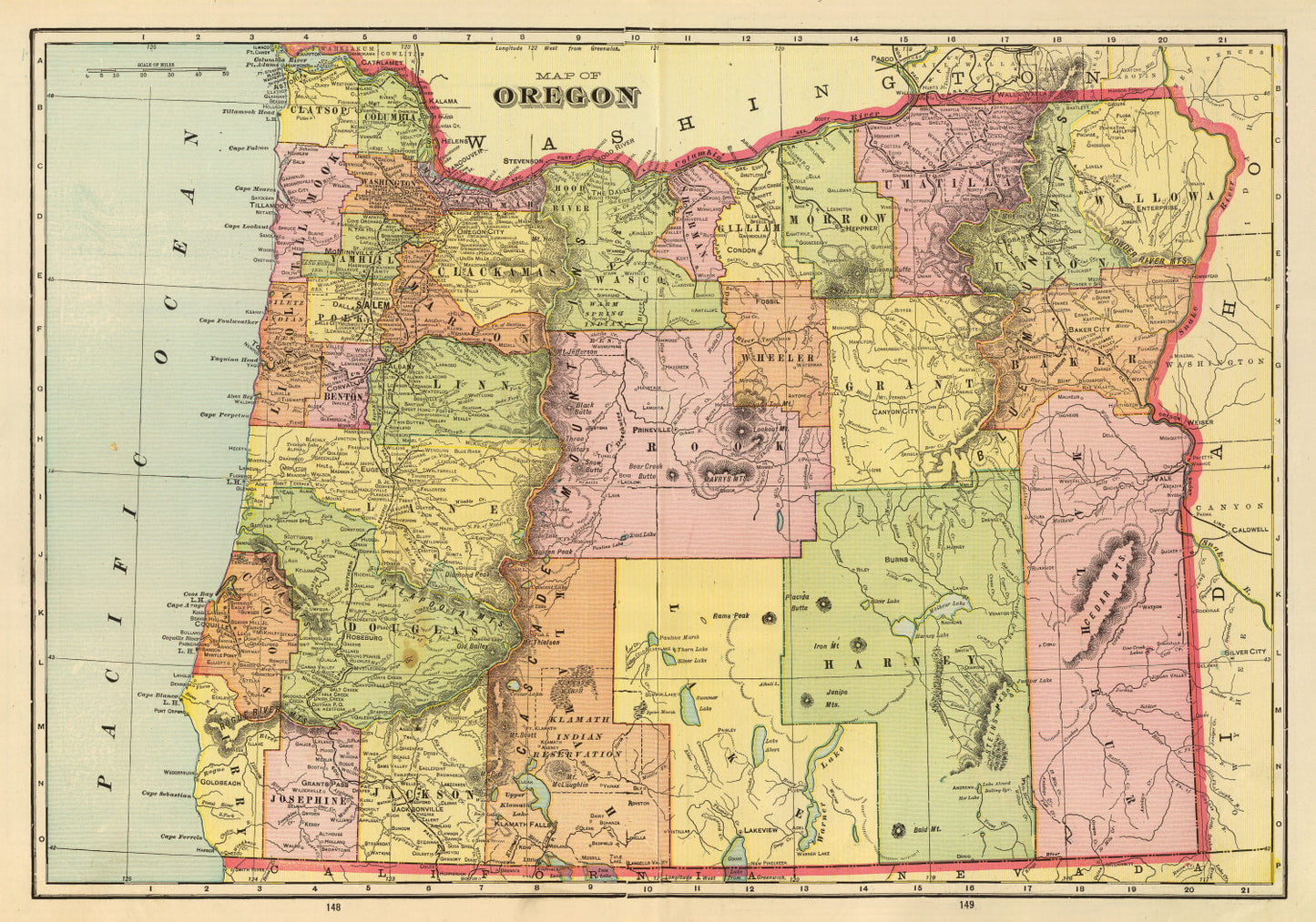 Vintage Map of Oregon, 1909 II