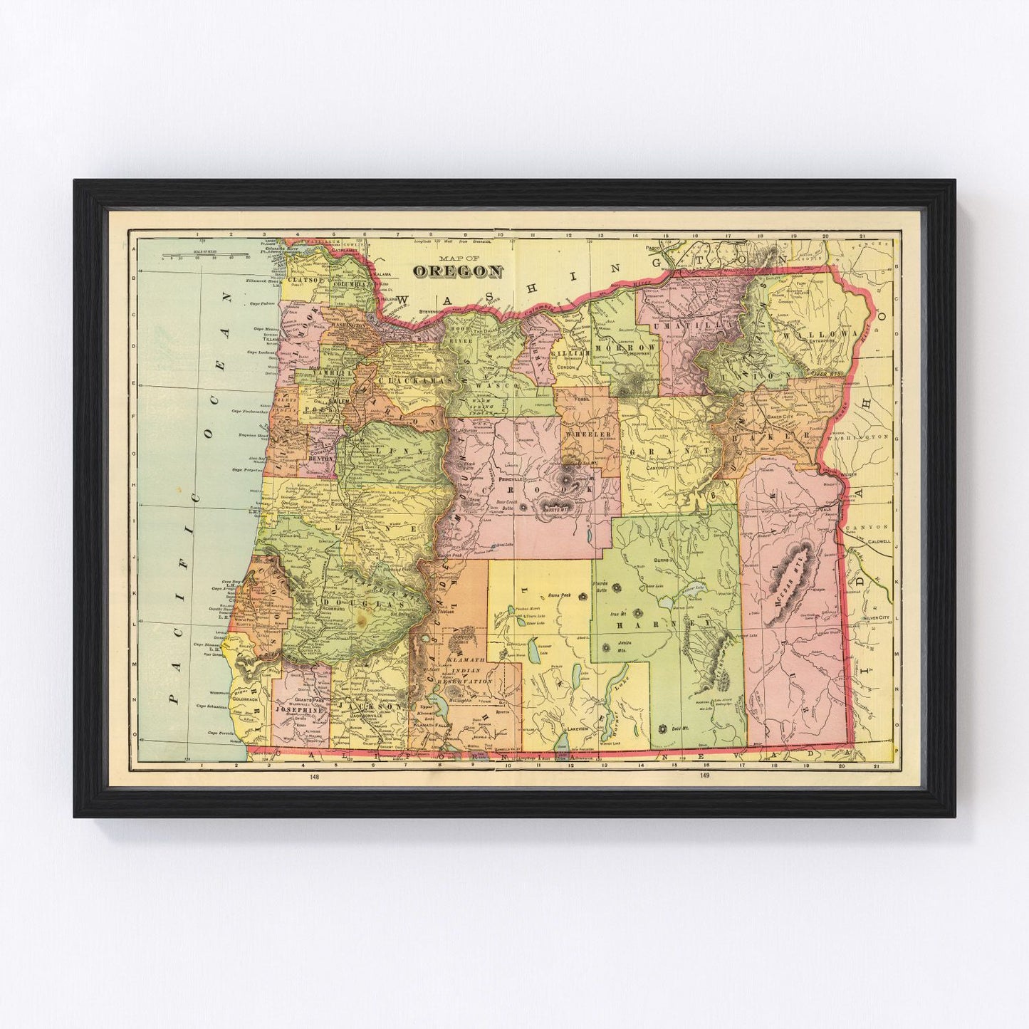 Vintage map of Oregon, 1909