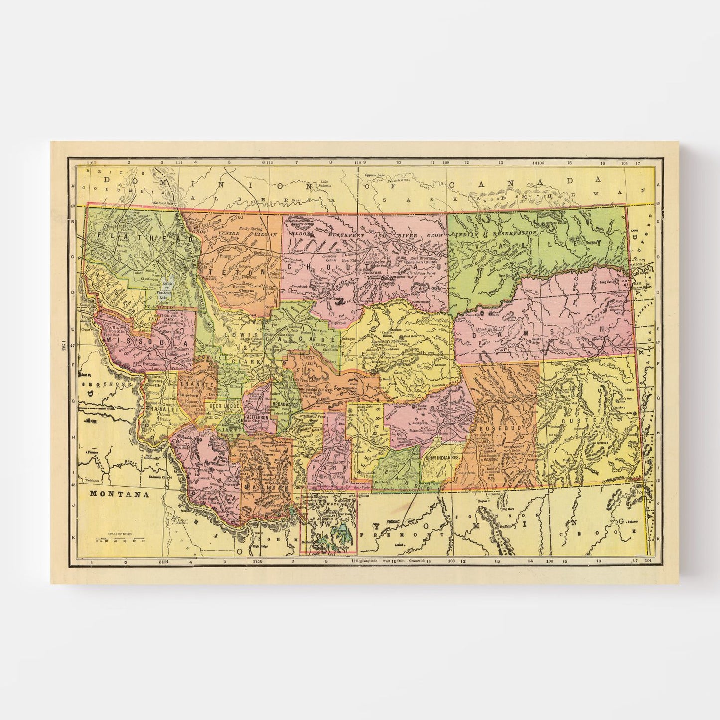 Vintage Map of Montana, 1909