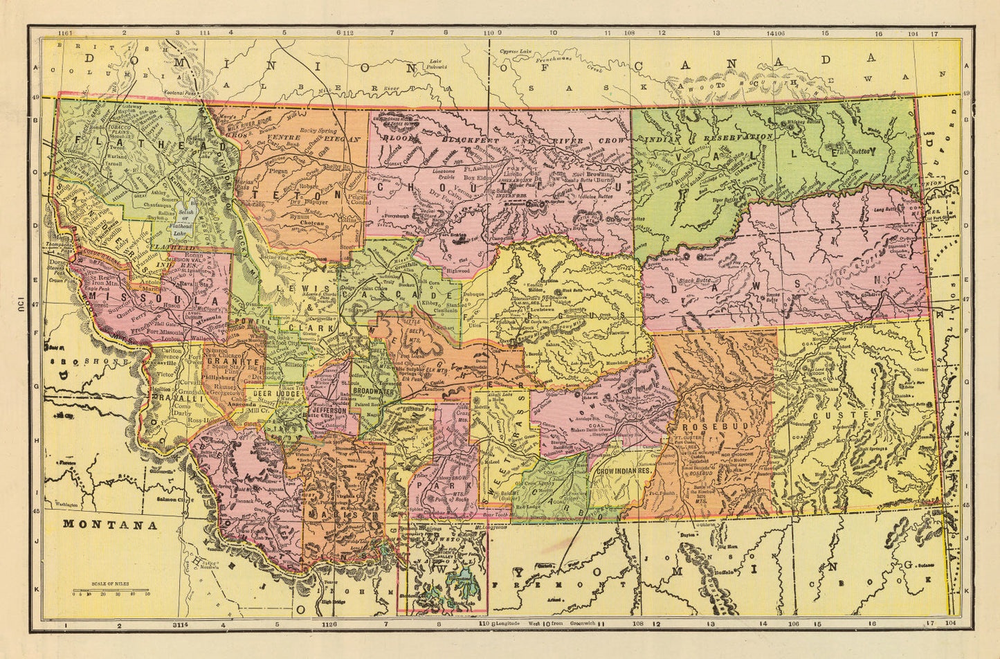 Vintage Map of Montana, 1909