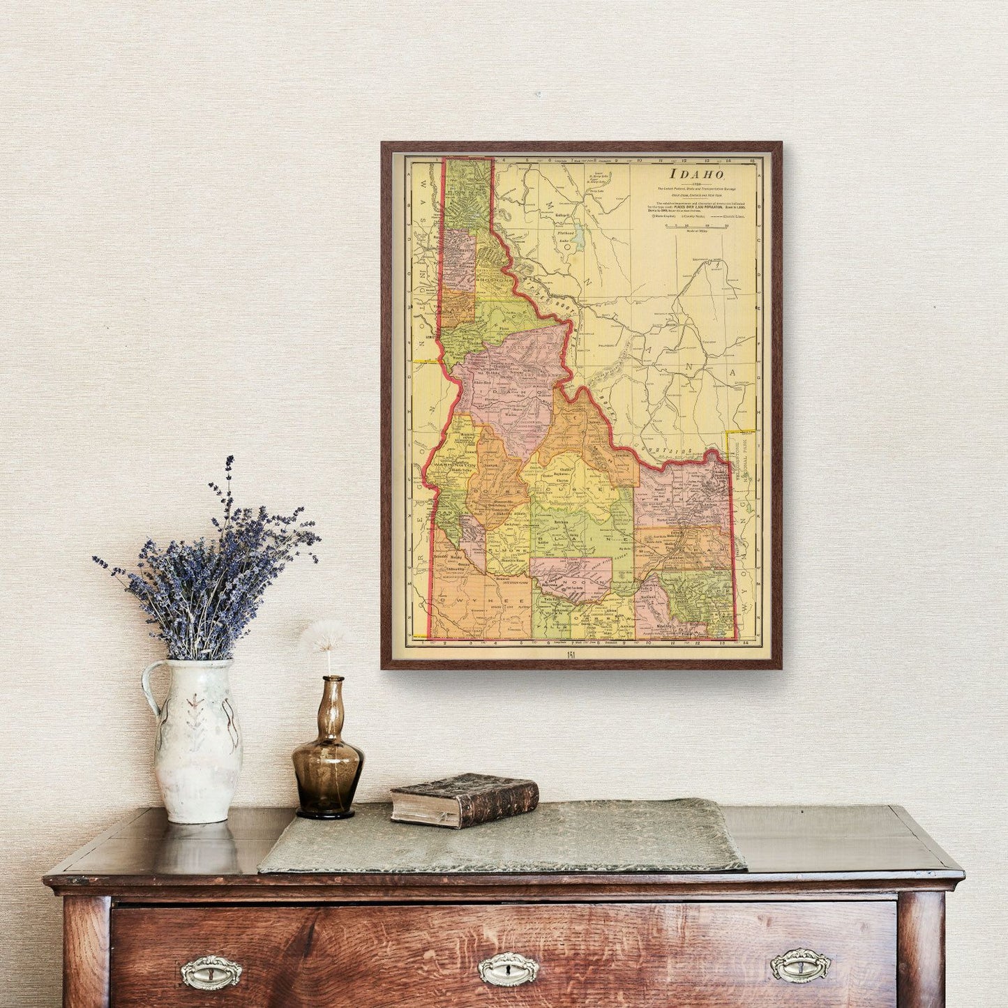Vintage Map of Idaho, 1909