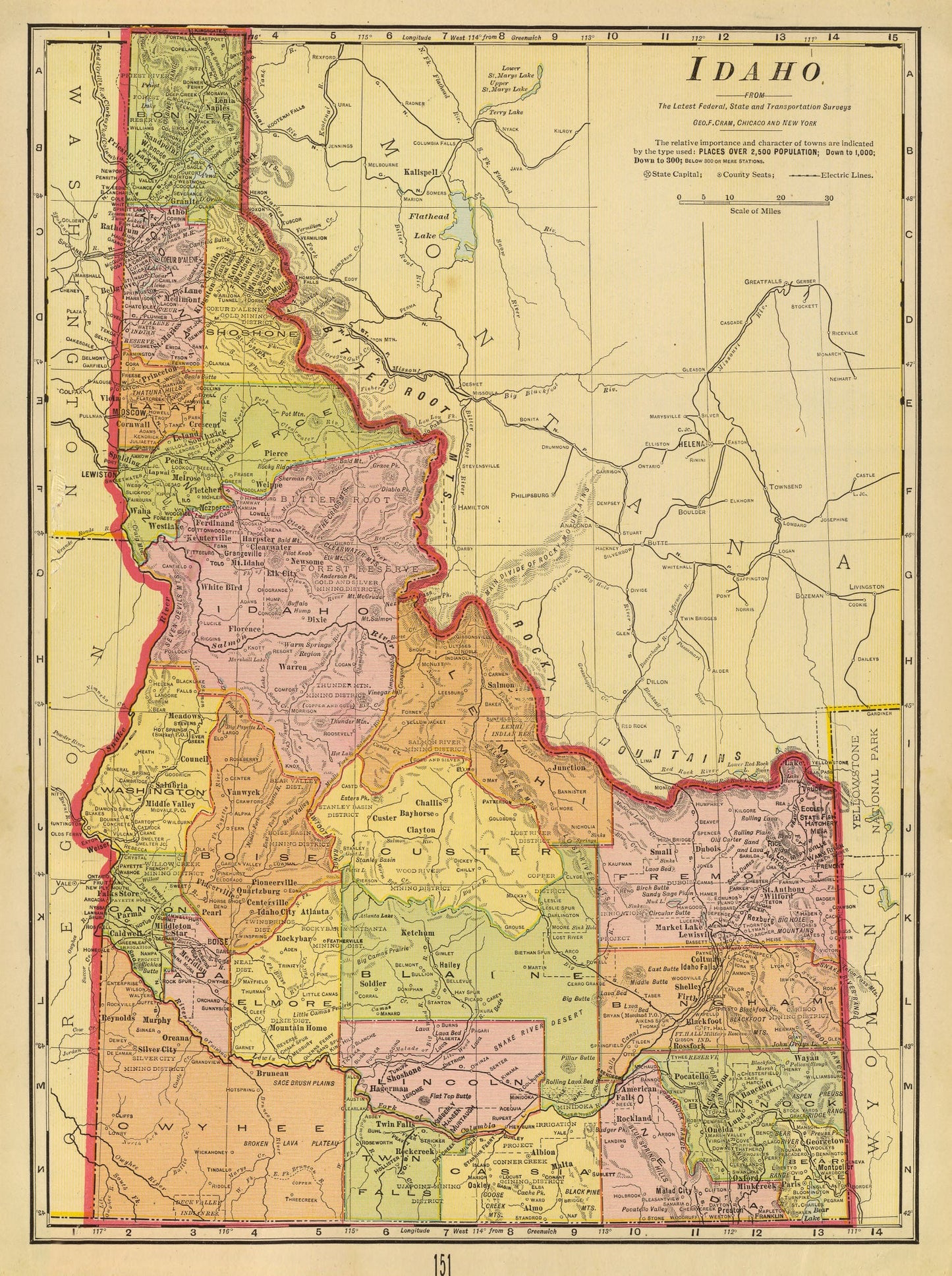Vintage Map of Idaho, 1909