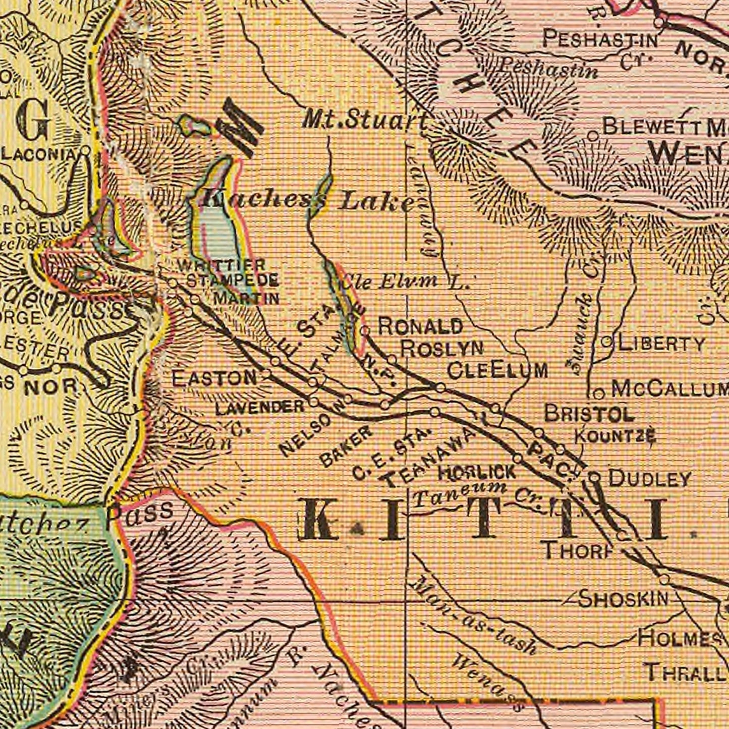 Vintage Map of Washington State, 1909 - Edition I