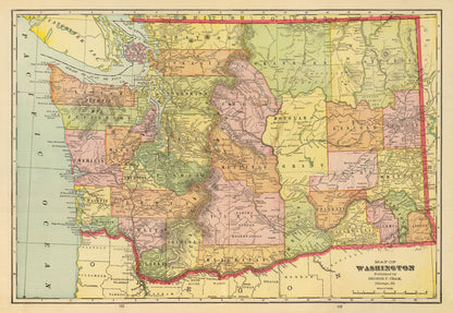 Vintage Map of Washington State, 1909 - Edition I