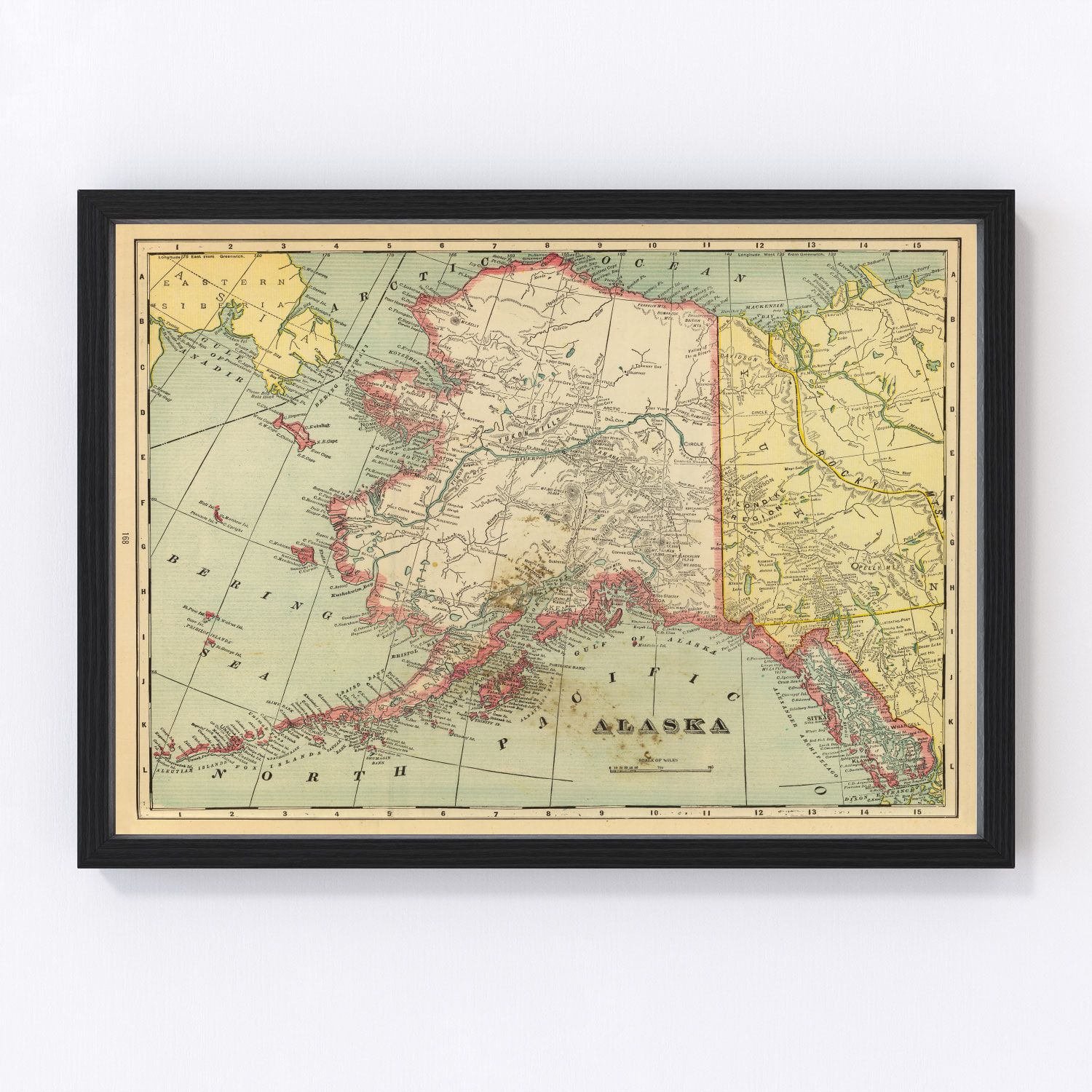 Vintage map of Alaska, 1909 portrait - restored print