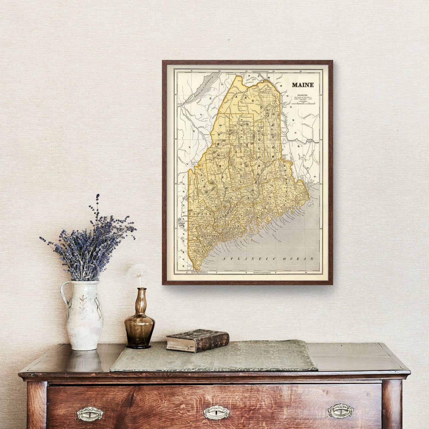 Vintage Map of Maine, 1842