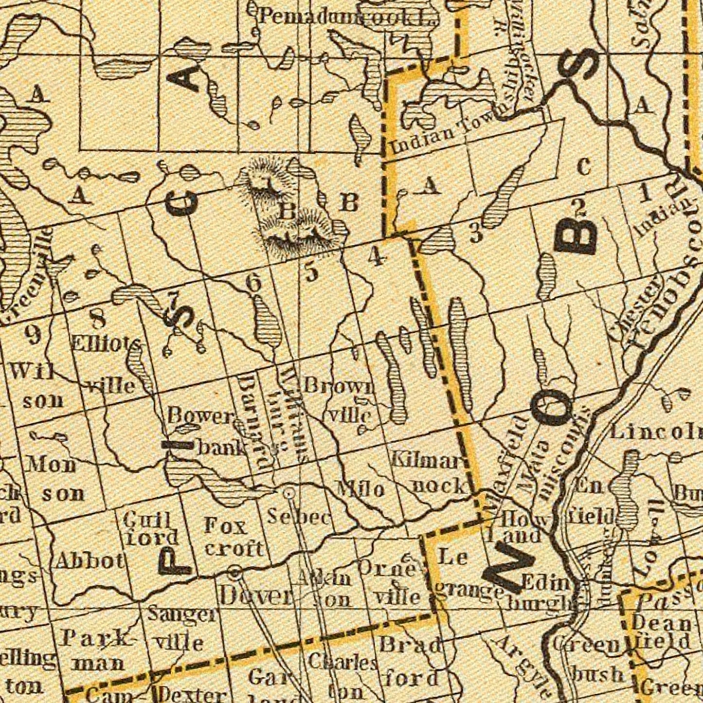 Vintage Map of Maine, 1842