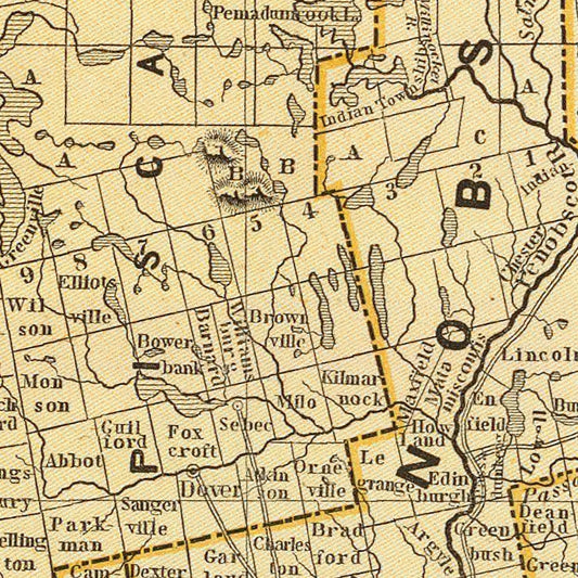 Vintage Map of Maine, 1842