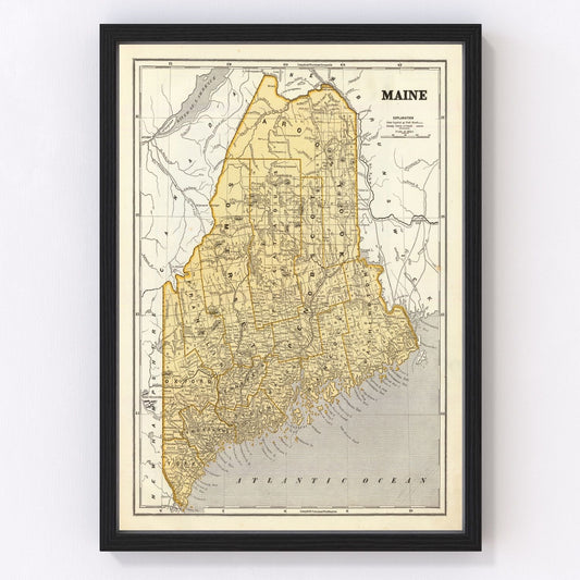 Vintage map of Maine, 1842