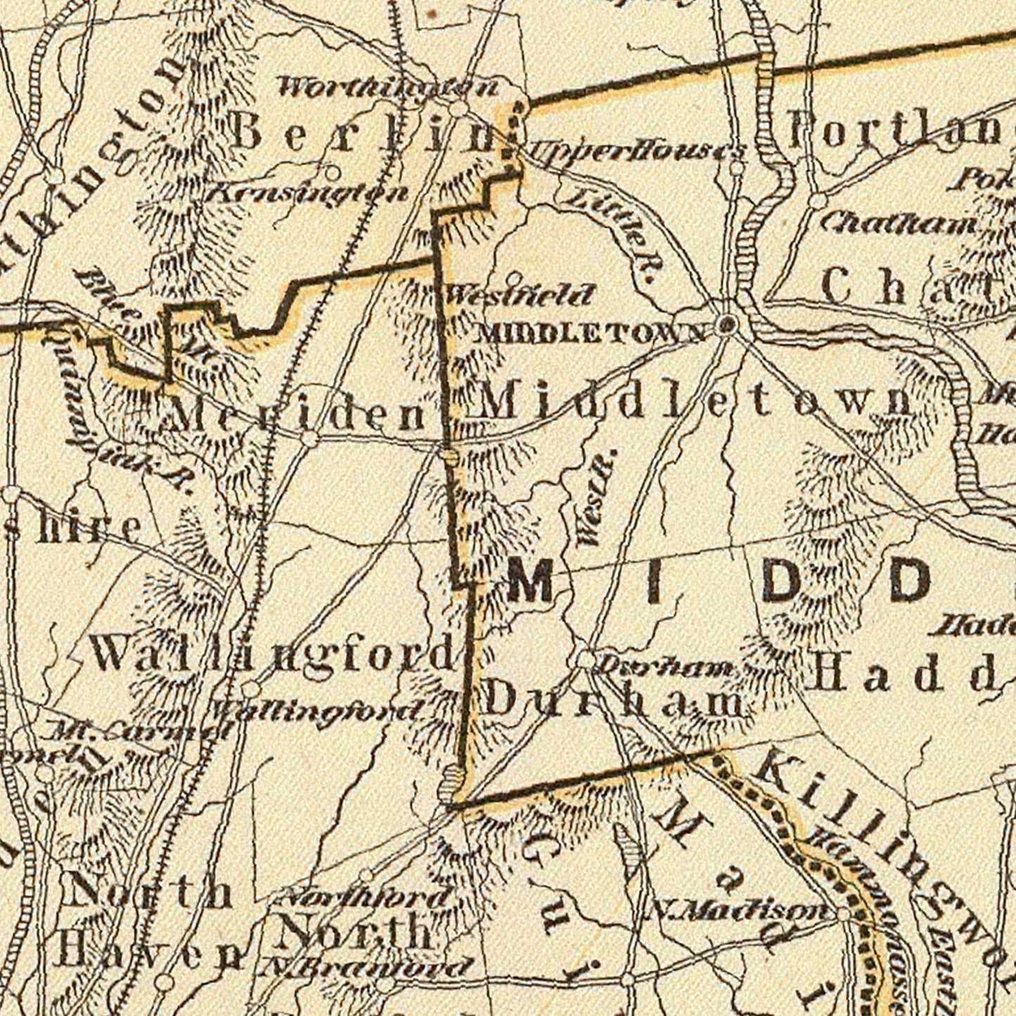 Vintage Map of Connecticut, 1842