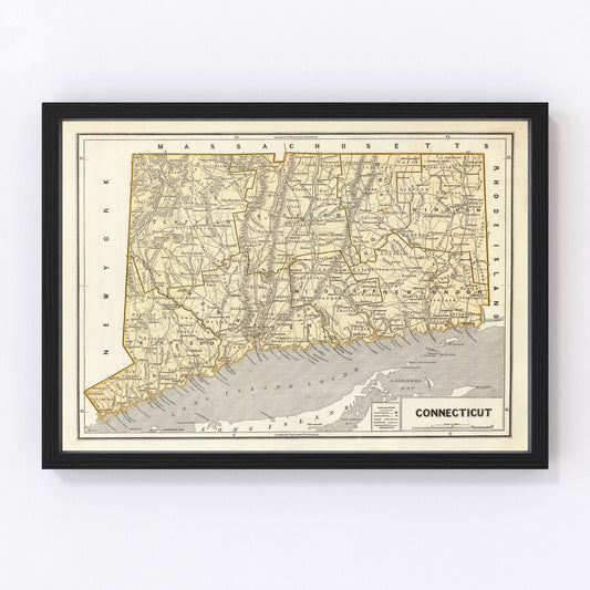 vintage map of Connecticut, 1842