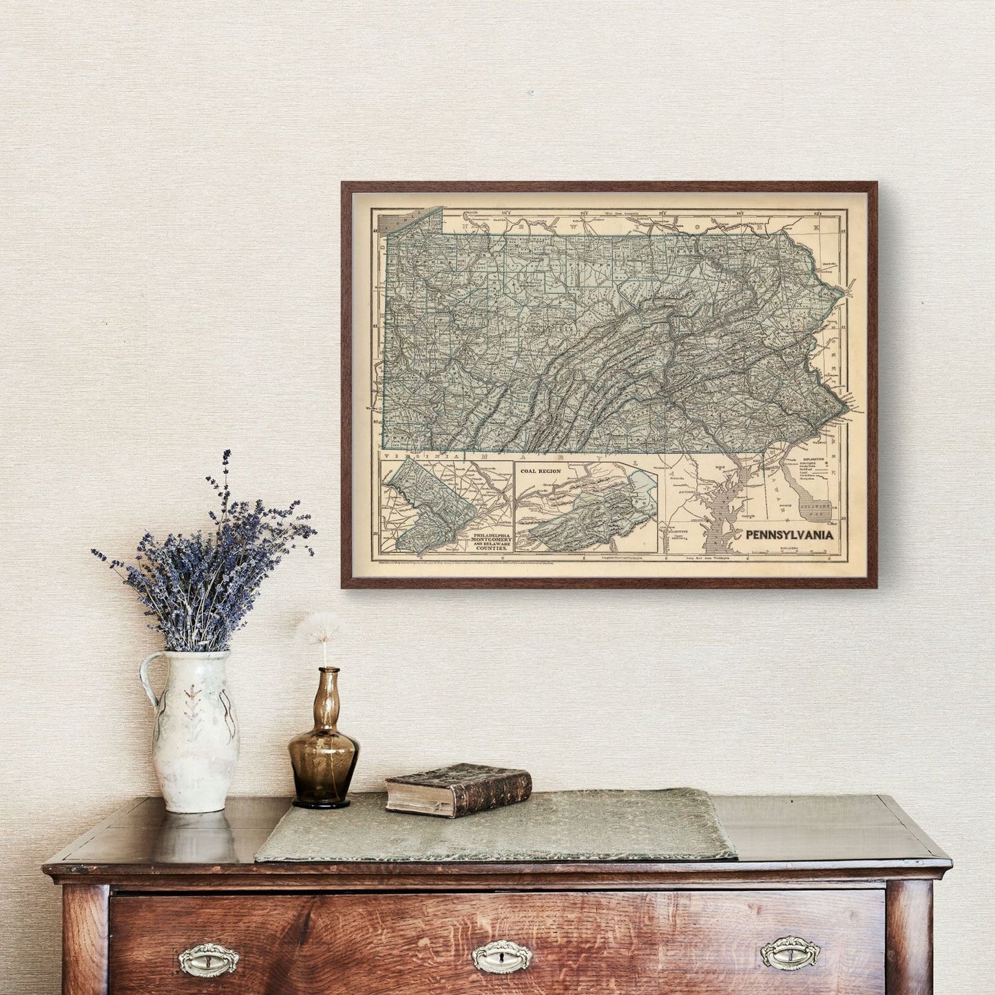 Vintage Map of Pennsylvania, 1842