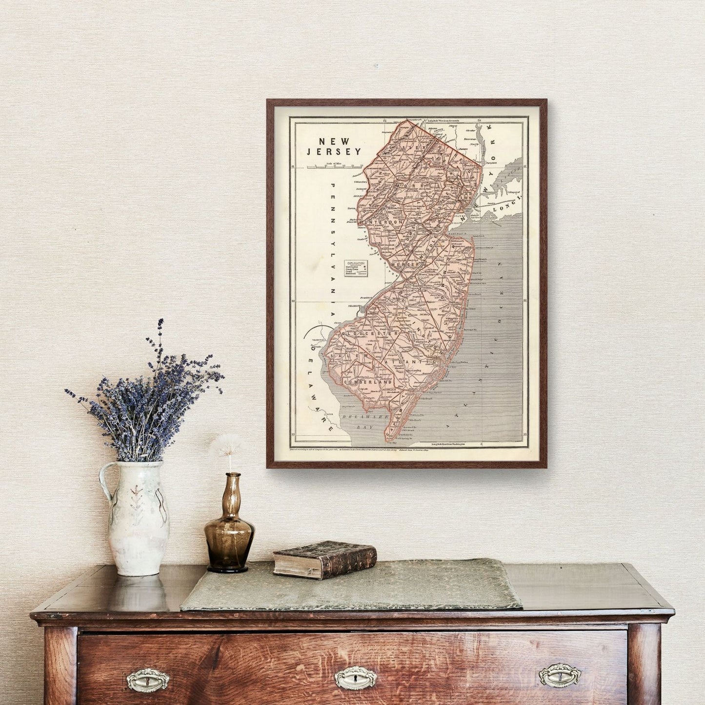 Vintage Map of New Jersey, 1842