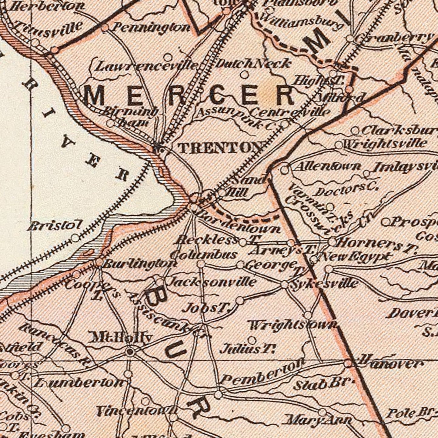 Vintage Map of New Jersey, 1842