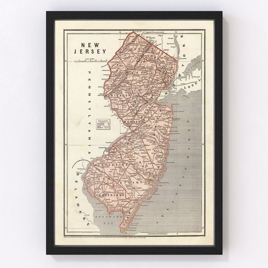 Vintage map of New Jersey, 1842