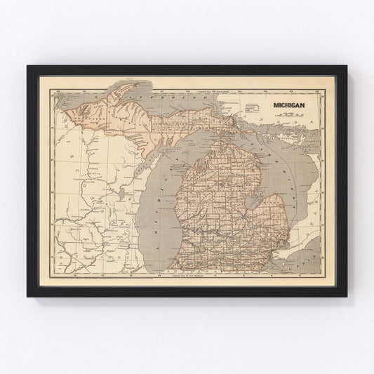 Vintage map of Michigan, 1842