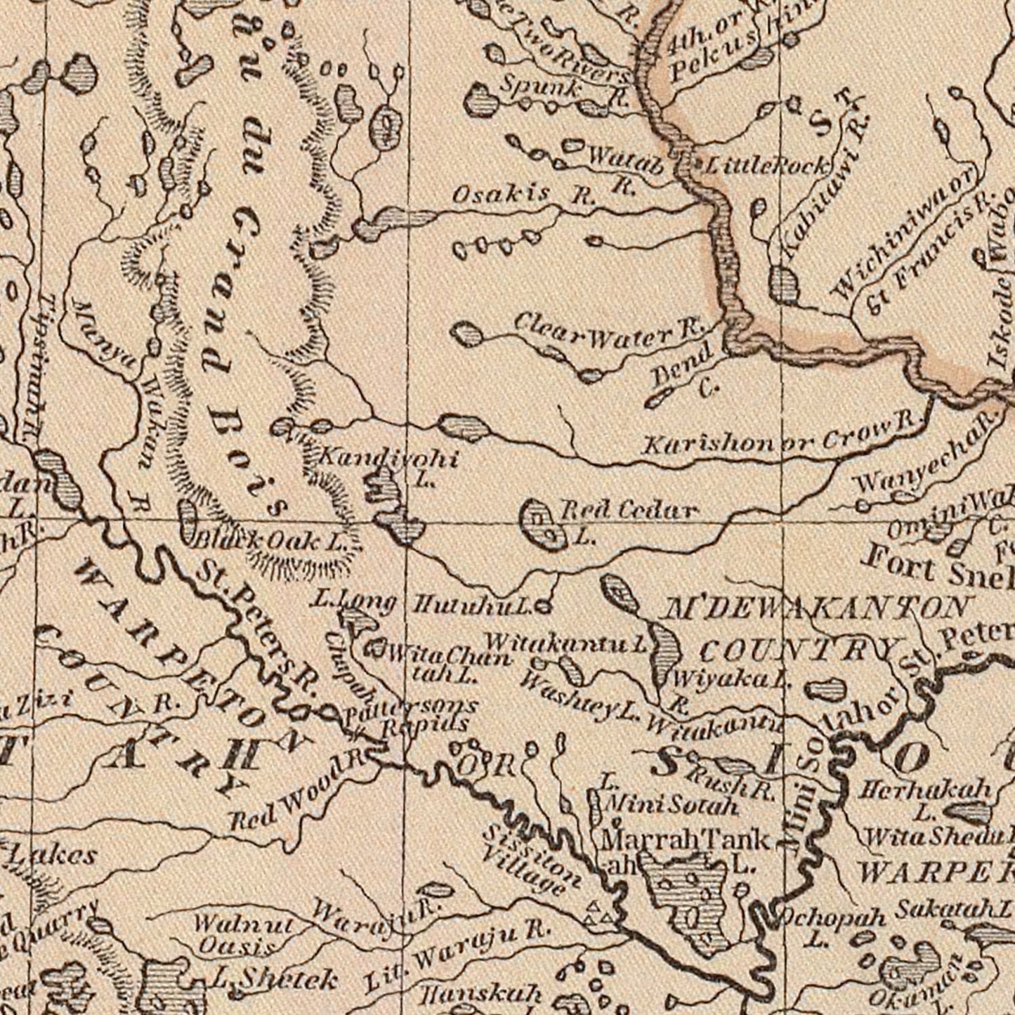 Vintage Map of Iowa and Wisconsin, 1842