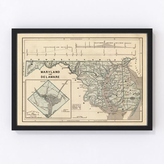 Vintage map of Maryland and Delaware, 1842