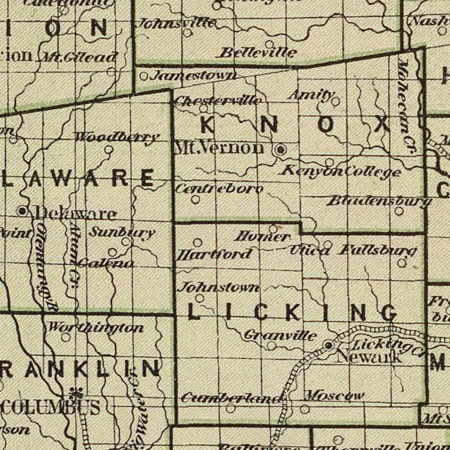 Vintage Map of Ohio, 1842