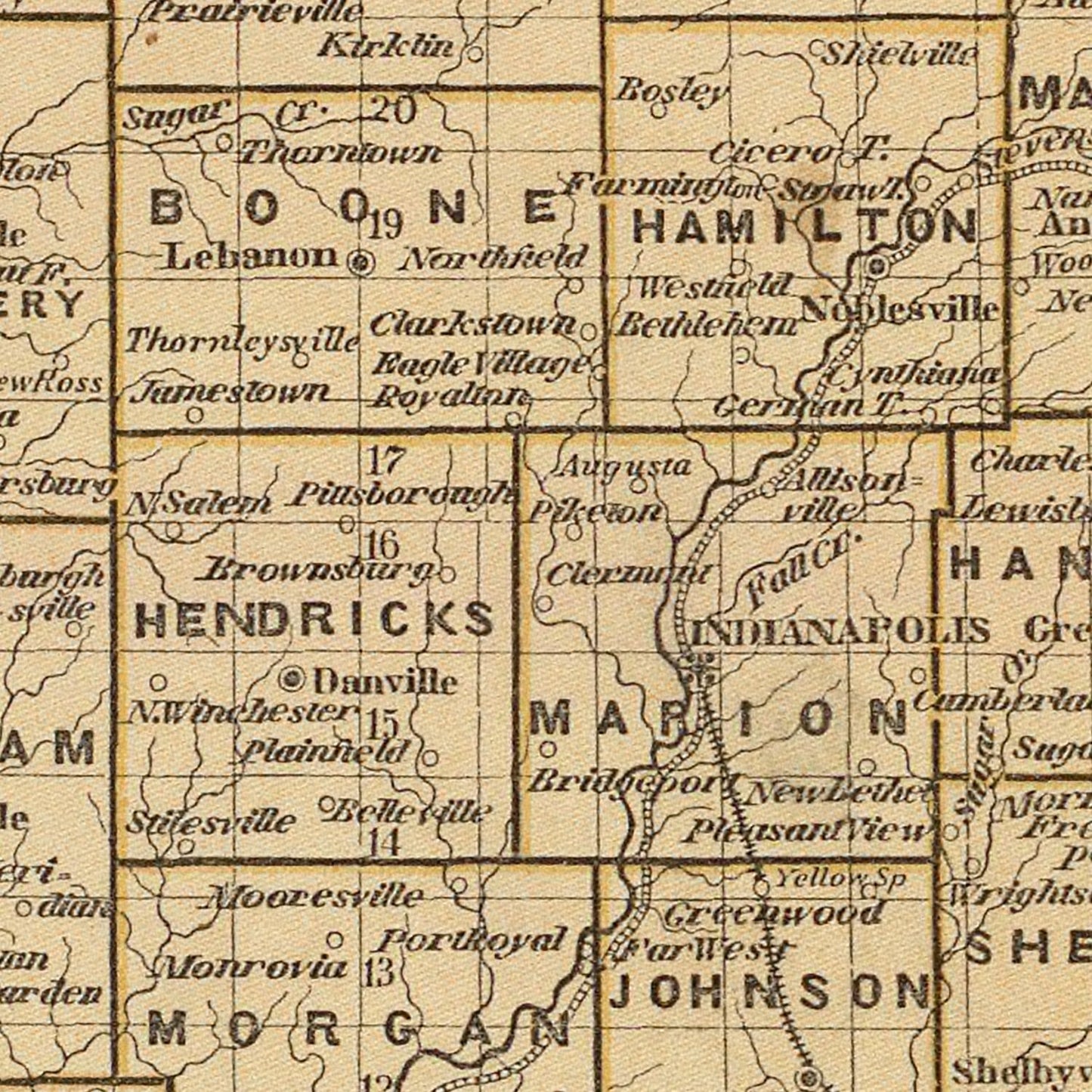 Vintage Map of Indiana, 1842