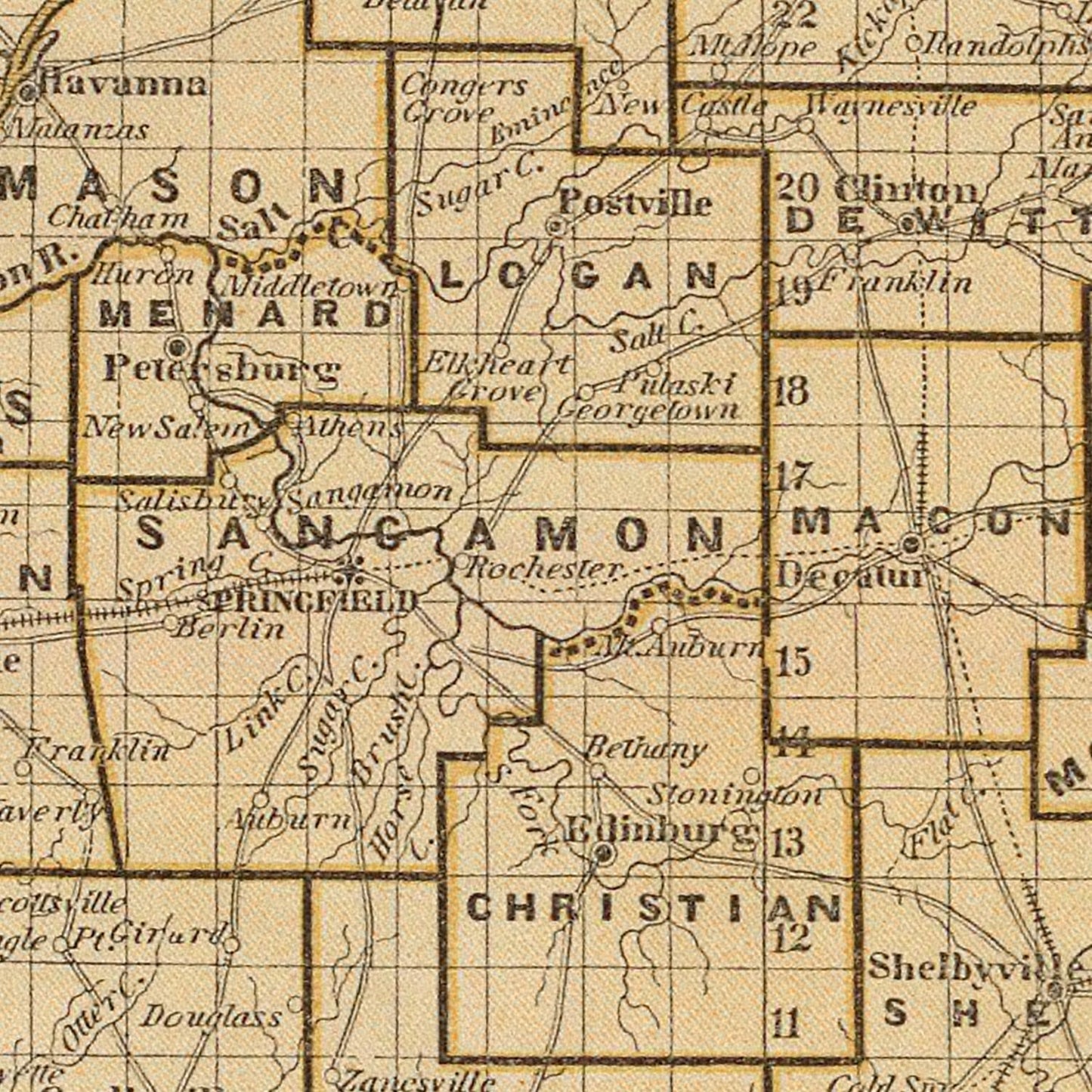 Vintage Map of Illinois, 1842