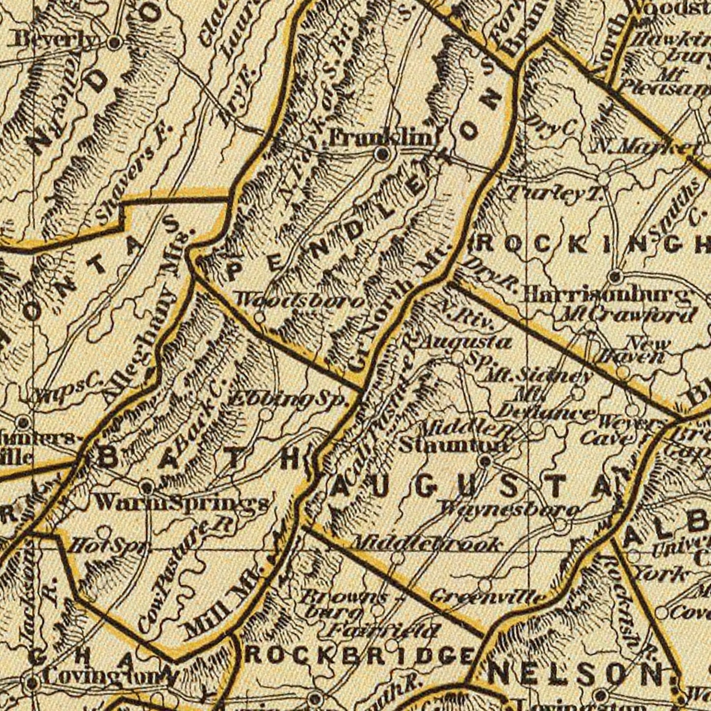 Vintage Map of Virginia, 1842