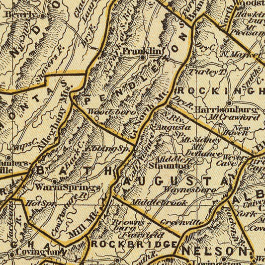 Vintage Map of Virginia, 1842