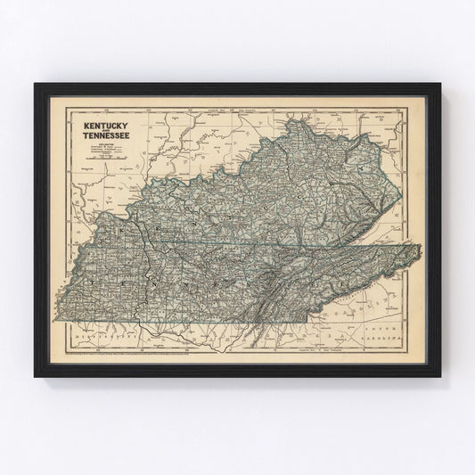 Vintage map of Kentucky and Tennessee, 1842