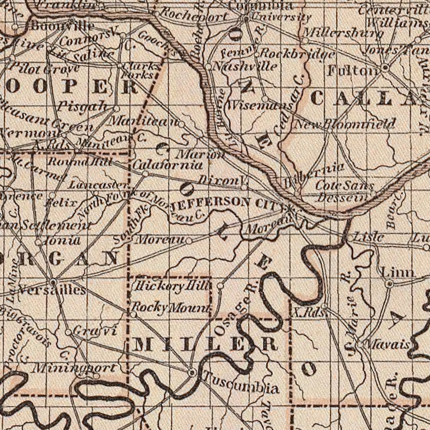 Vintage Map of Missouri, 1842