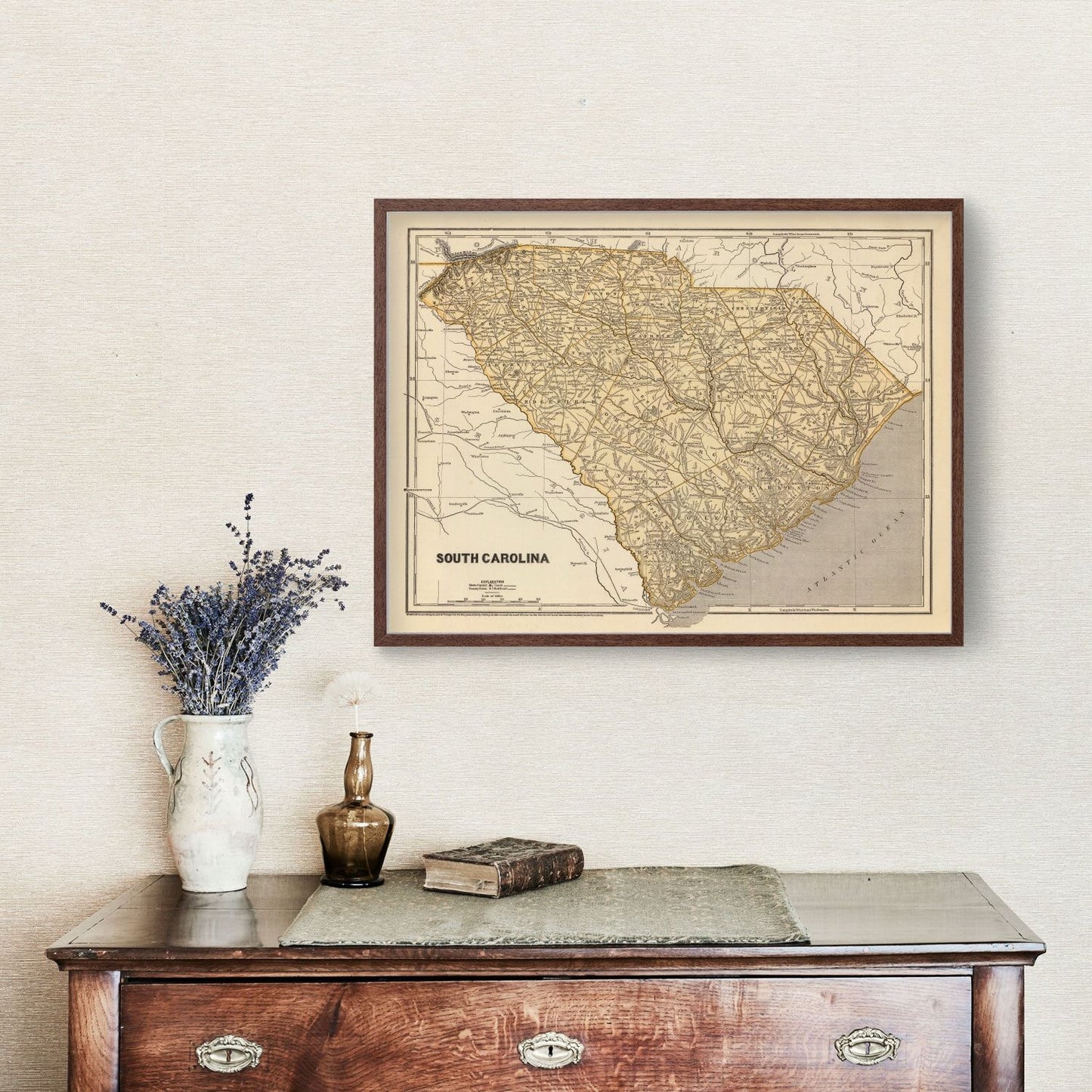 Vintage Map of South Carolina, 1842