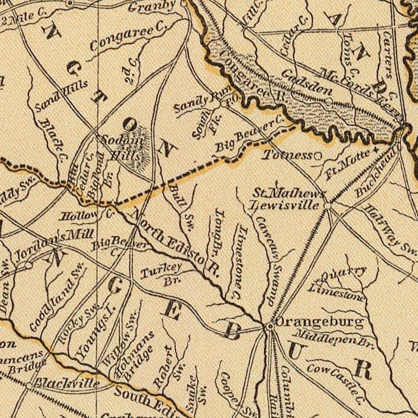 Vintage Map of South Carolina, 1842