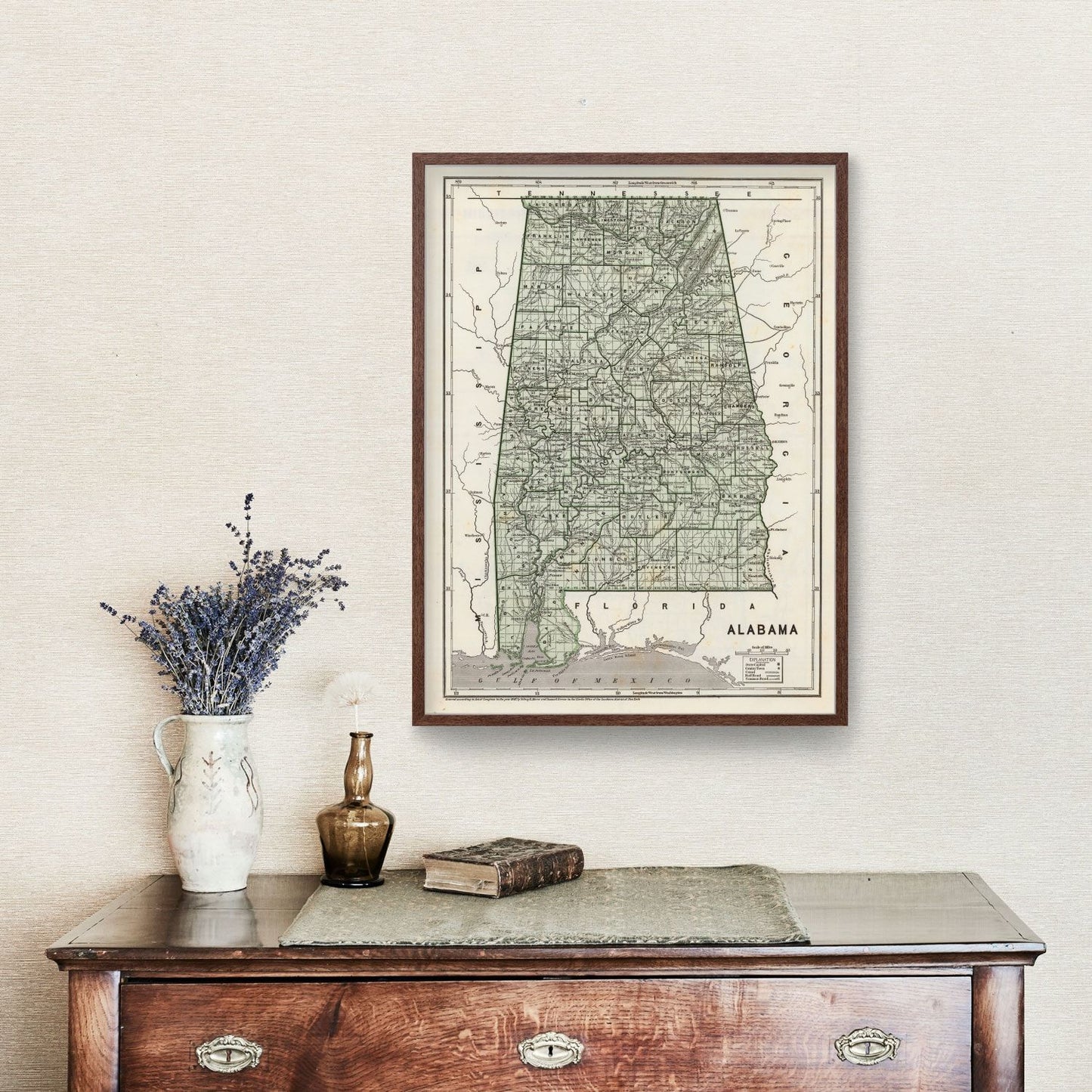 Vintage Map of Alabama, 1842