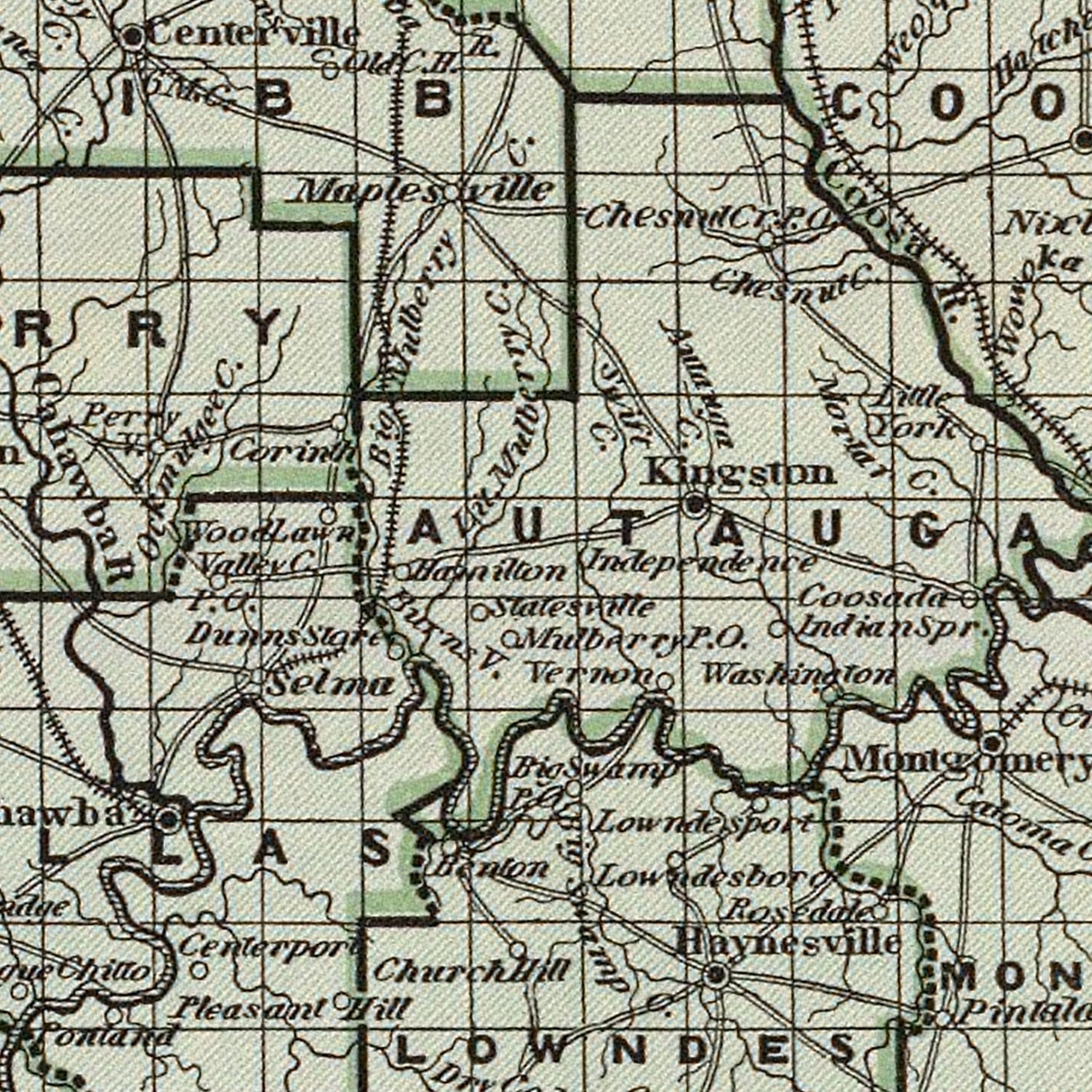 Vintage Map of Alabama, 1842