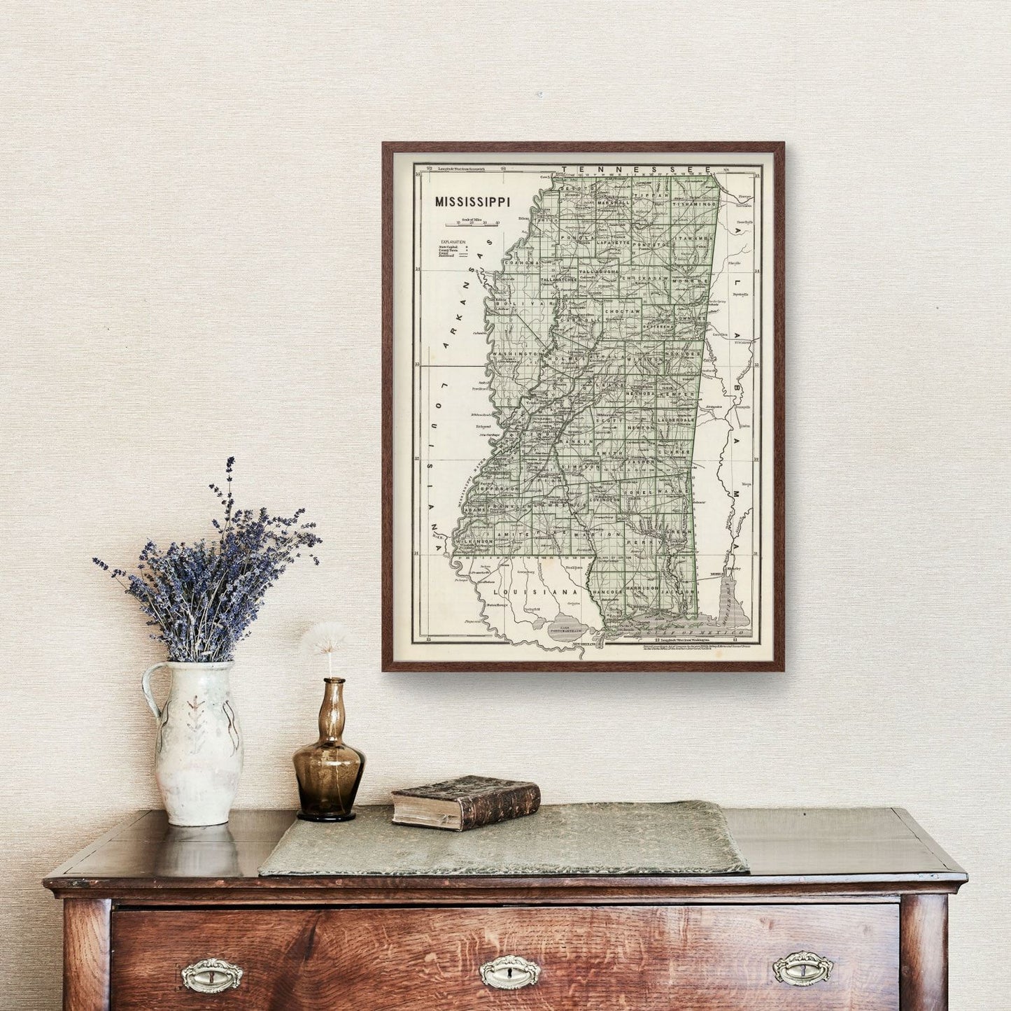 Vintage Map of Mississippi, 1842 II