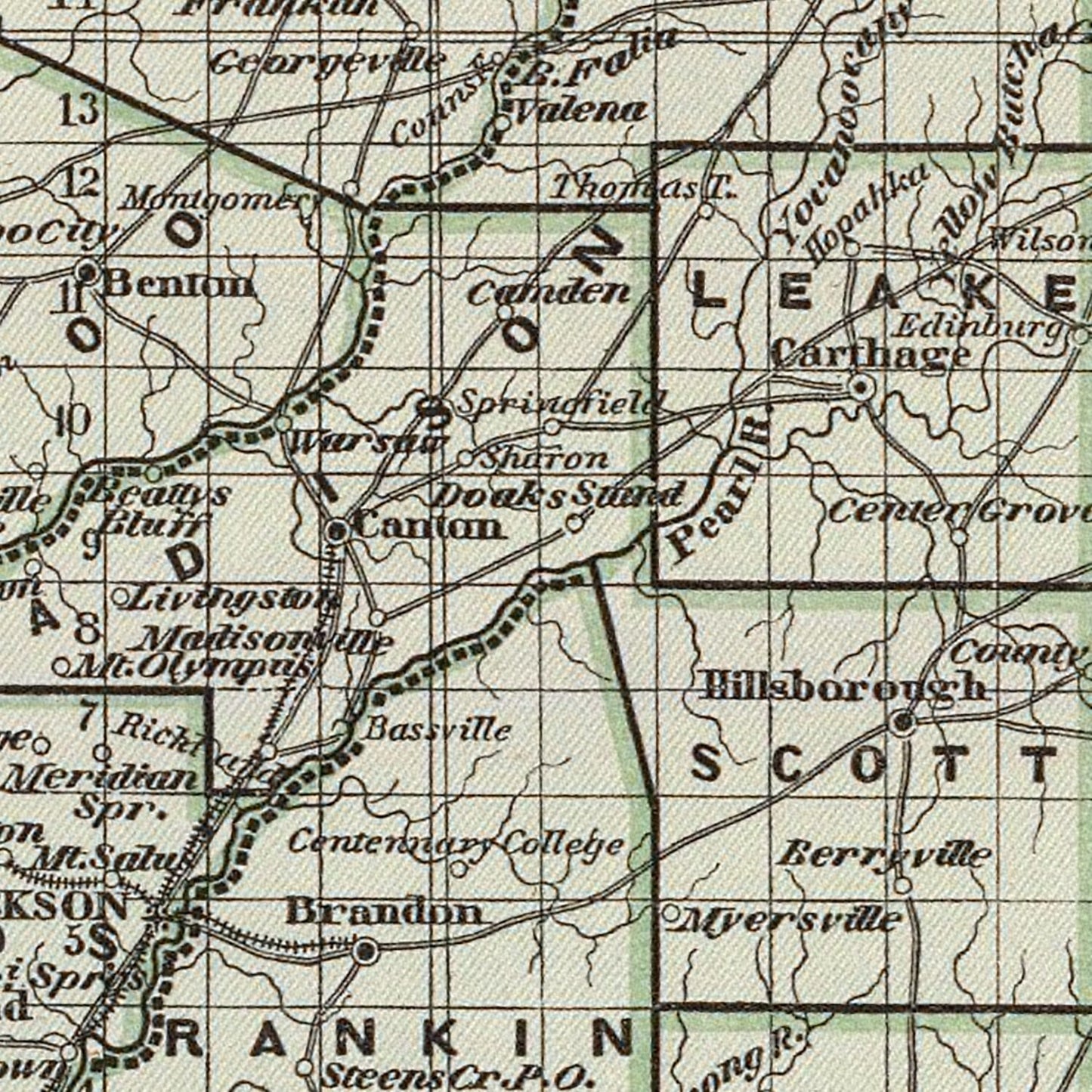 Vintage Map of Mississippi, 1842 II