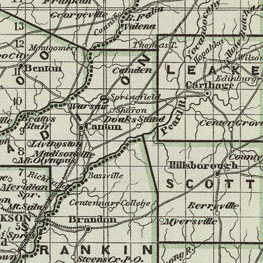 Vintage Map of Mississippi, 1842 II